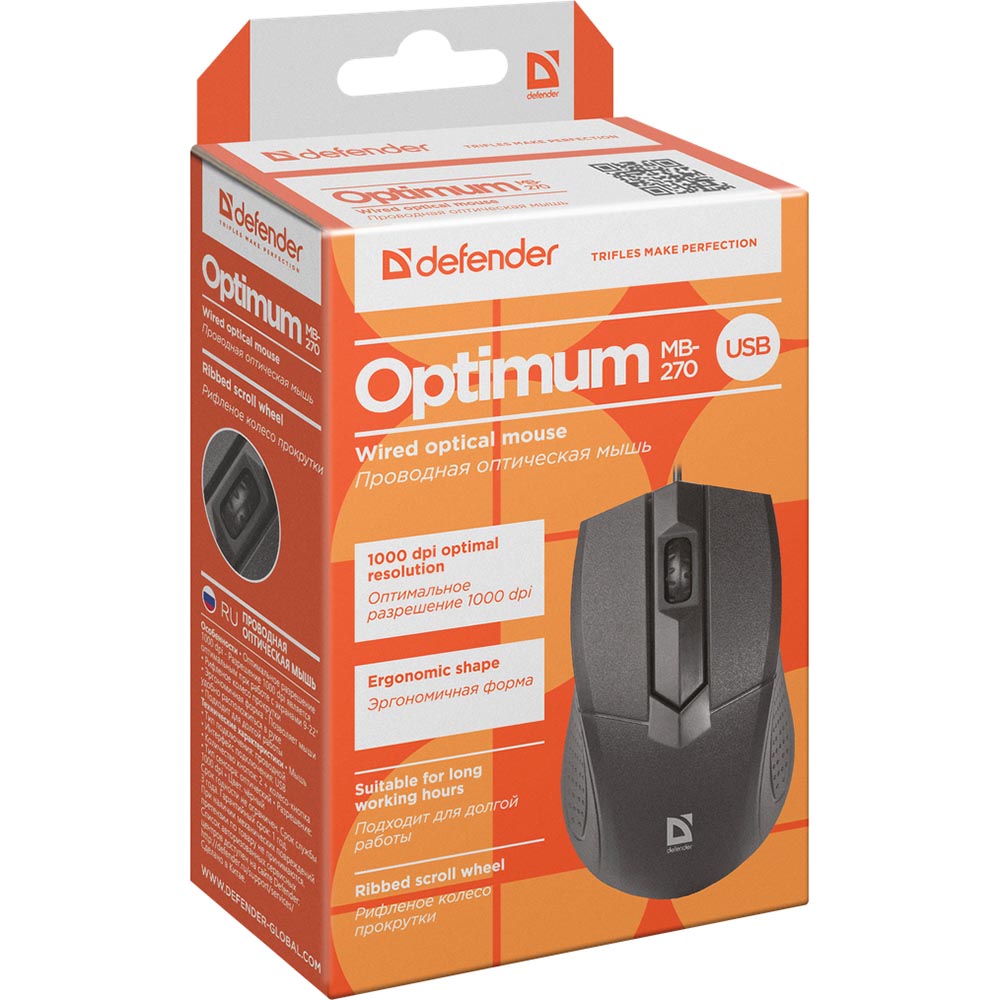 Миша DEFENDER Optimum MB-270 (52270) Дротове підключення USB