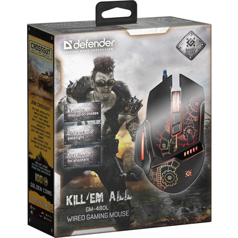 Мышь DEFENDER Kill'em All GM-480L Black (52480) Тип сенсора оптический