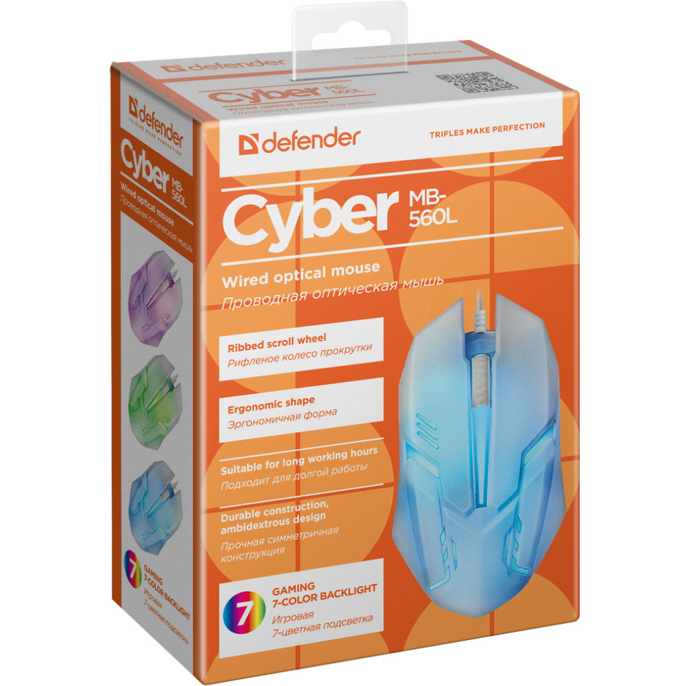 Мышь DEFENDER Cyber MB-560L White (52561) Тип сенсора оптический