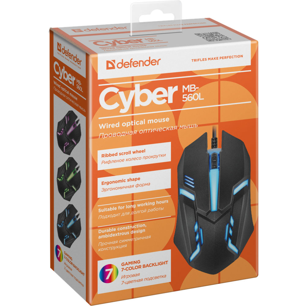 Миша DEFENDER Cyber MB-560L Black (52560) Тип сенсора оптичний