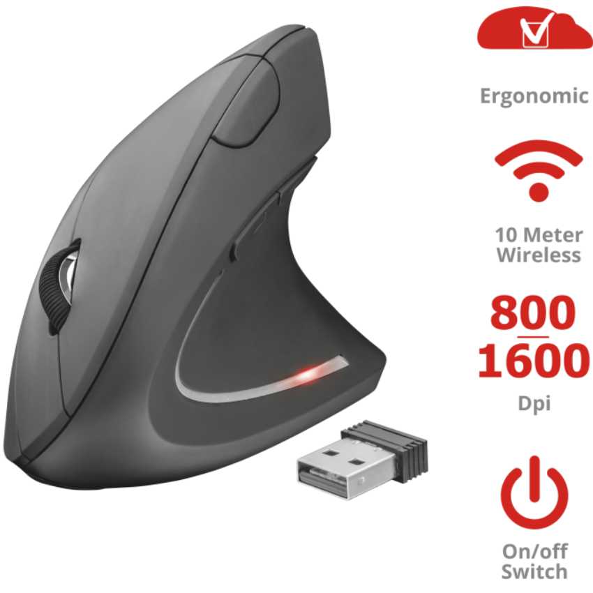 Мышь TRUST Verto Wireless Ergonomic Mouse (22879) Беспроводное подключение RF