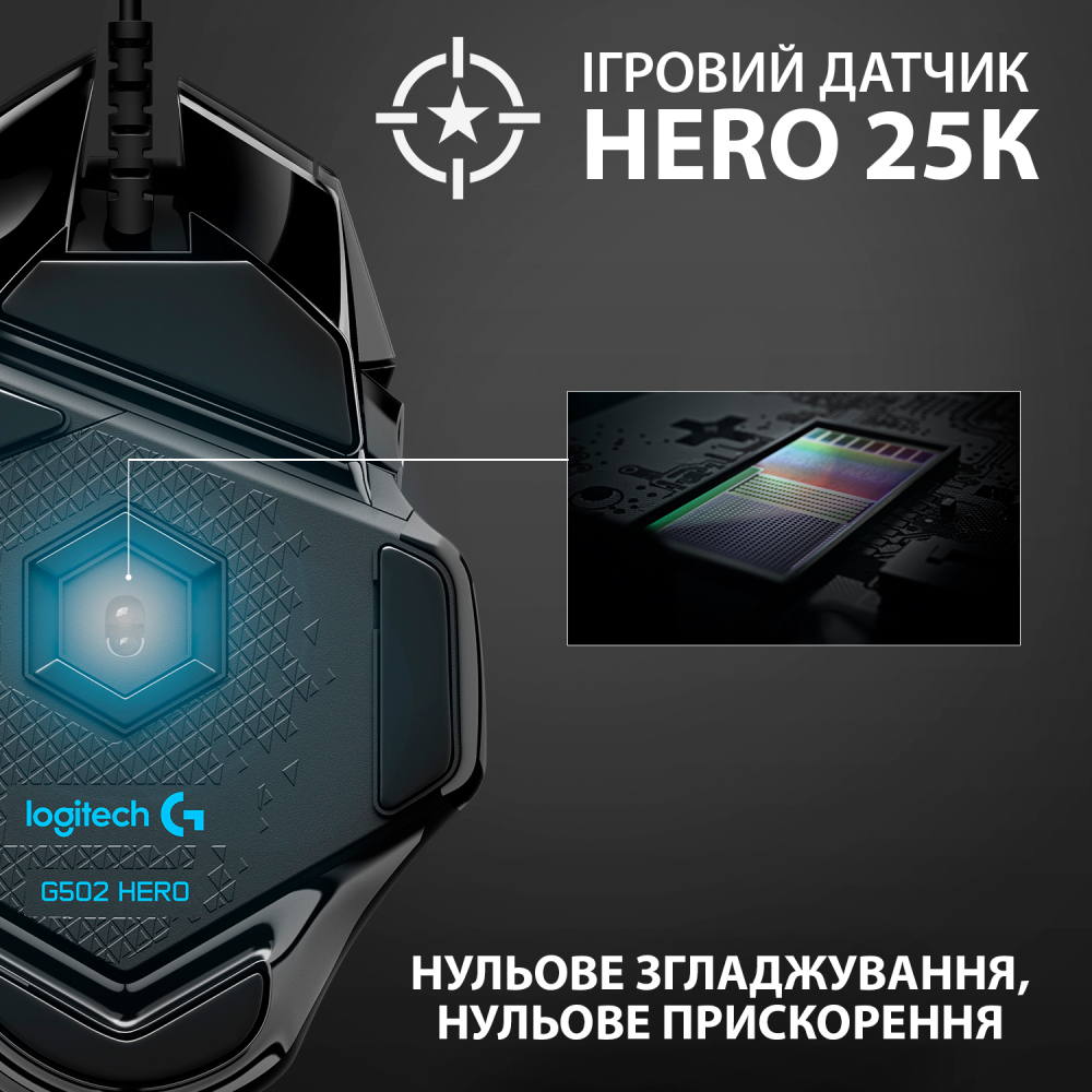 Мышь LOGITECH G502 HERO (910-005470) Тип сенсора оптический