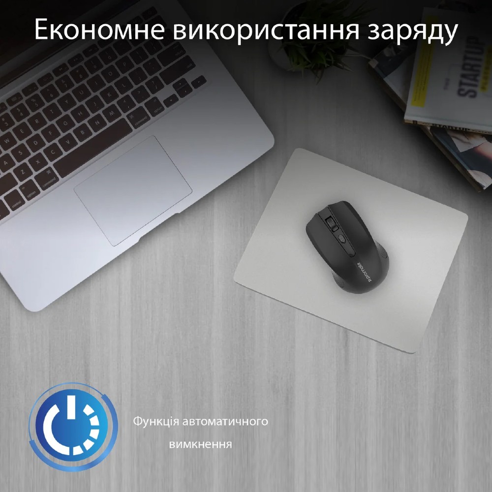 Миша PROMATE clix-8 black (clix-8.black) Бездротове підключення Bluetooth + RF