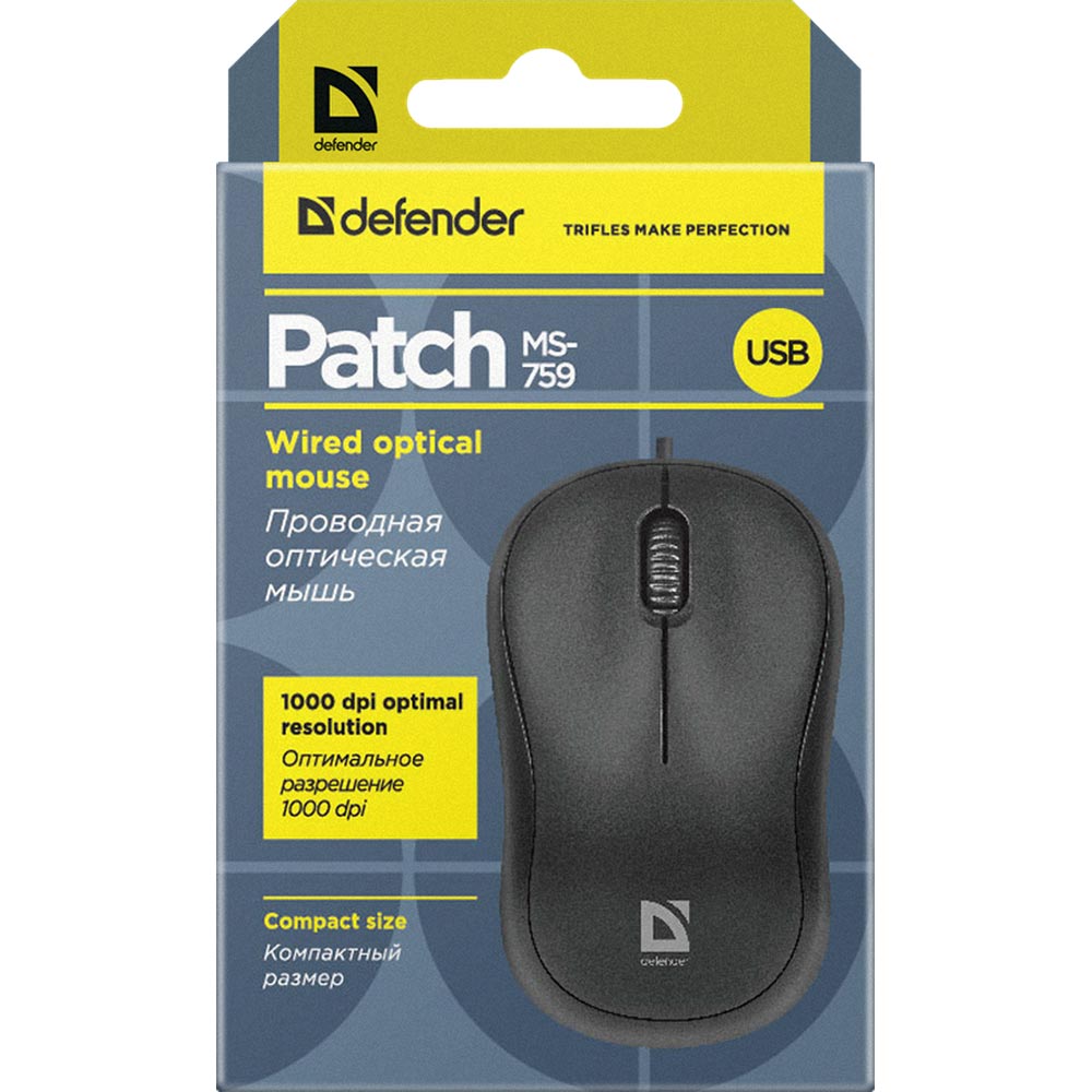 Зовнішній вигляд Миша DEFENDER Patch MS-759 Black (52759)