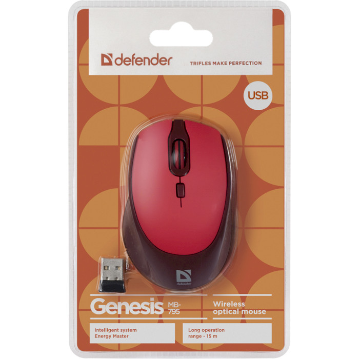 Мышь DEFENDER Genesis MB-795 Red (52797) Тип сенсора оптический