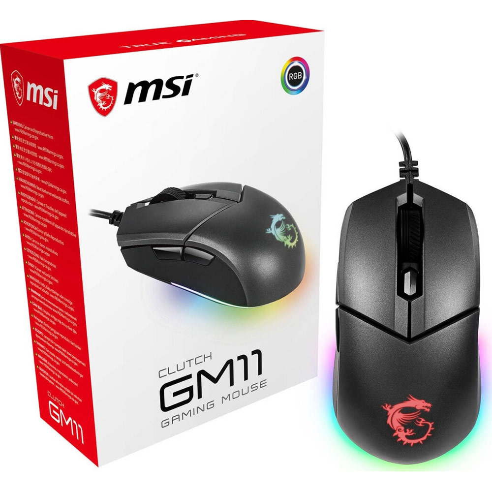 Зовнішній вигляд Миша MSI Clutch GM11 Black GAMING Mouse (S12-0401650-CLA)