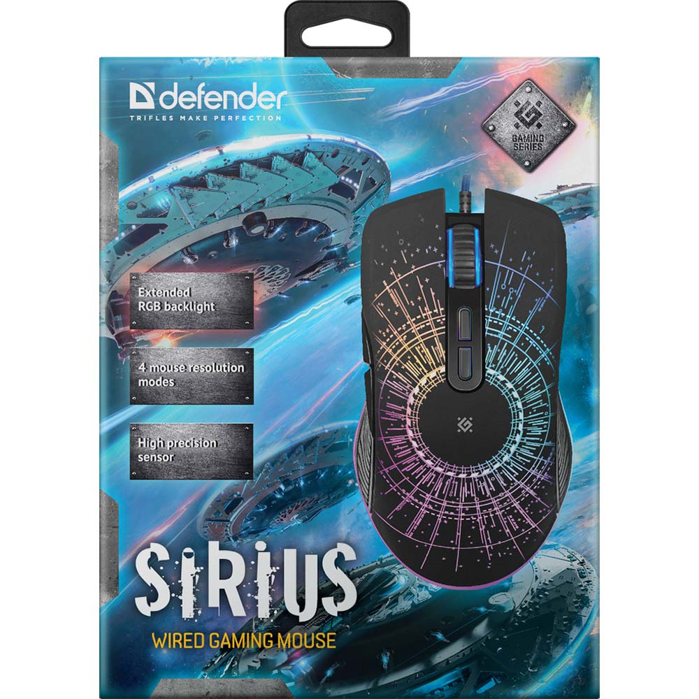 Мышь DEFENDER Sirius GM-660L RGB Black (52660) Разрешение сенсора 3200
