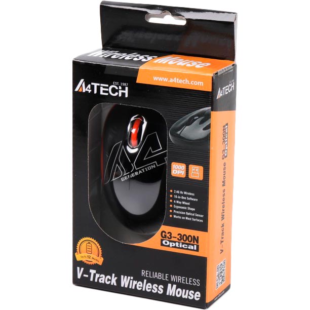 Зовнішній вигляд Миша A4Tech G3-300N Wireless Black/Orange