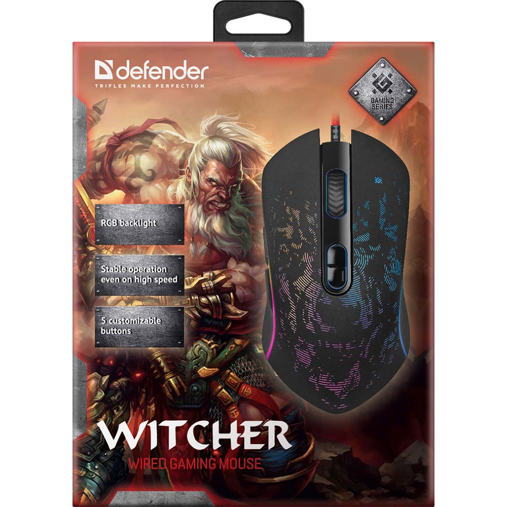 Миша DEFENDER Witcher GM-990 RGB USB Black (52990) Розподільча здатність сенсору 3200