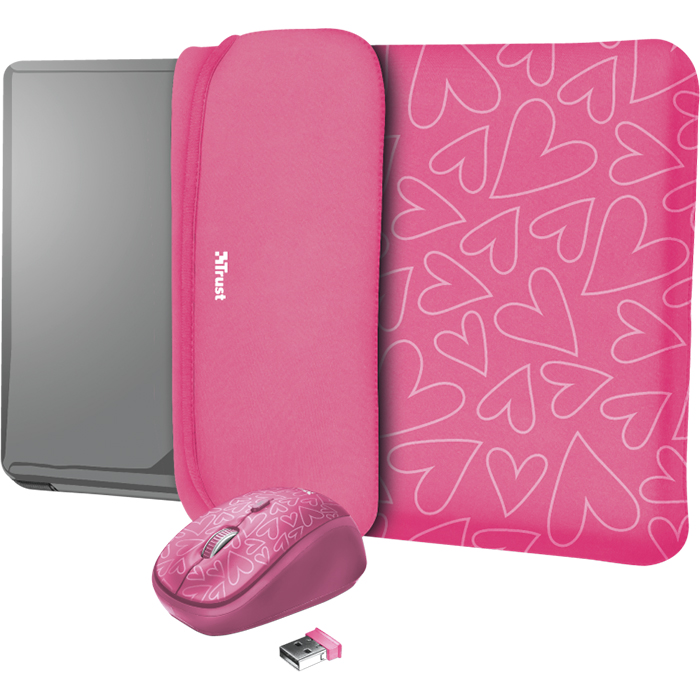 

Мышь TRUST YVO MOUSE & SLEEVE 15.6" Pink (23443), YVO MOUSE & SLEEVE 15.6" Pink