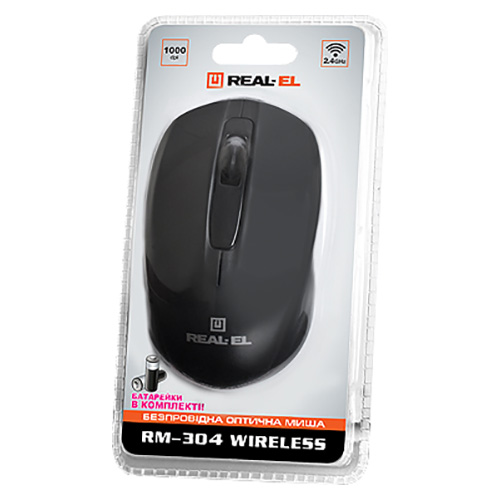 Миша REAL EL RM-304 Wireless black (EL123200017) Бездротове підключення RF