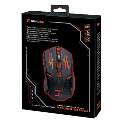 Миша REAL EL RM-520 Gaming black (EL123200020) Тип підключення дротове