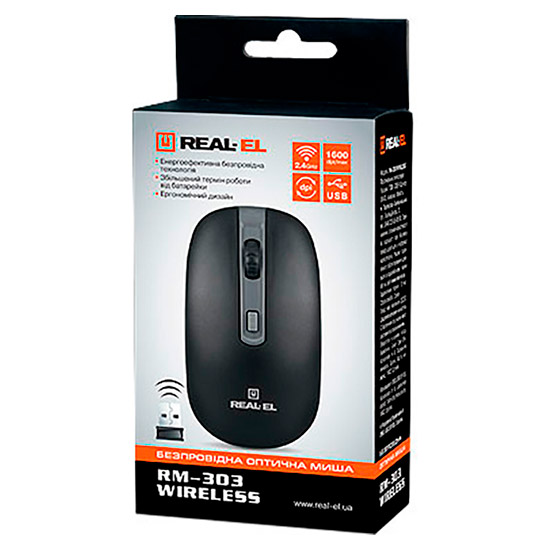 Внешний вид Мышь REAL EL RM-301 Wireless black (EL123200022)