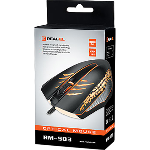 Мышь REAL EL RM-503 black (EL123200024) Тип сенсора оптический