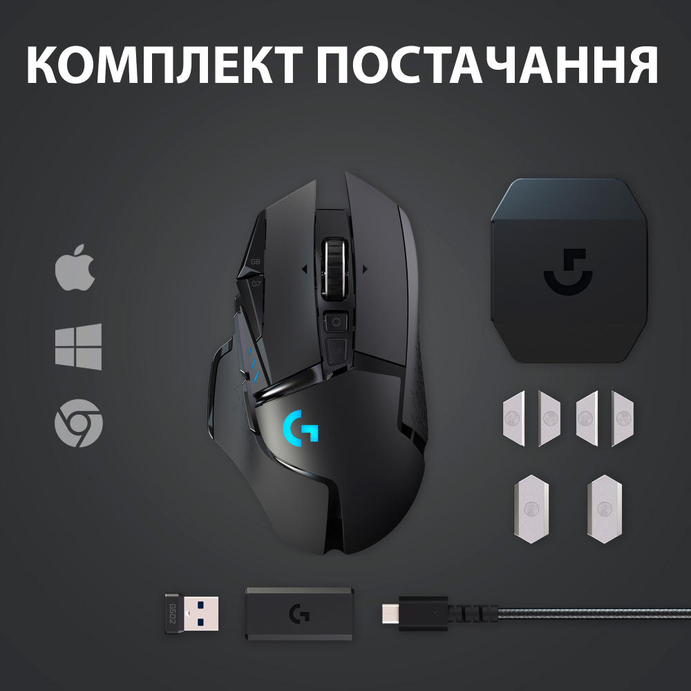 Зображення Миша LOGITECH G502 LIGHTSPEED Wireless (L910-005567)