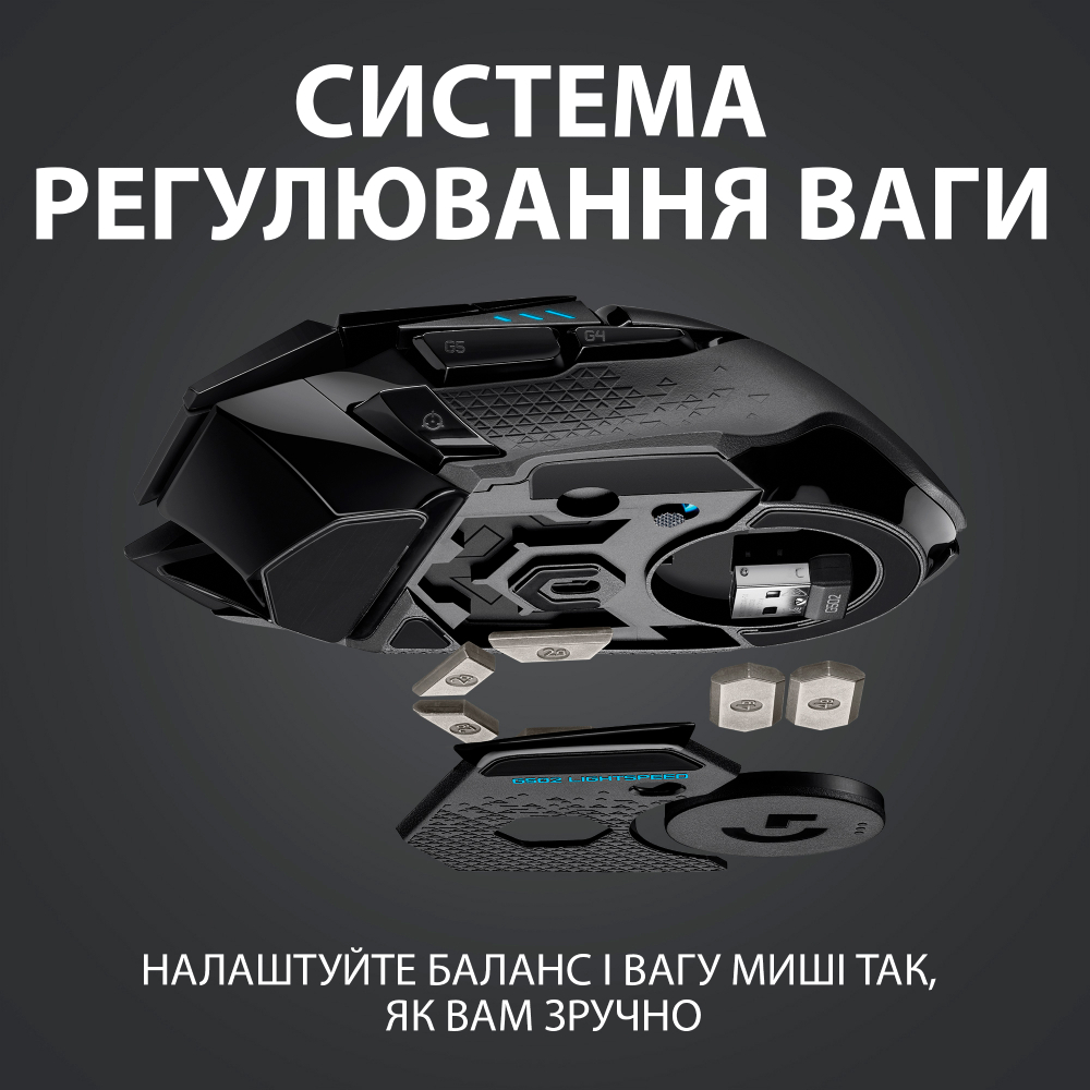 Зовнішній вигляд Миша LOGITECH G502 LIGHTSPEED Wireless (L910-005567)