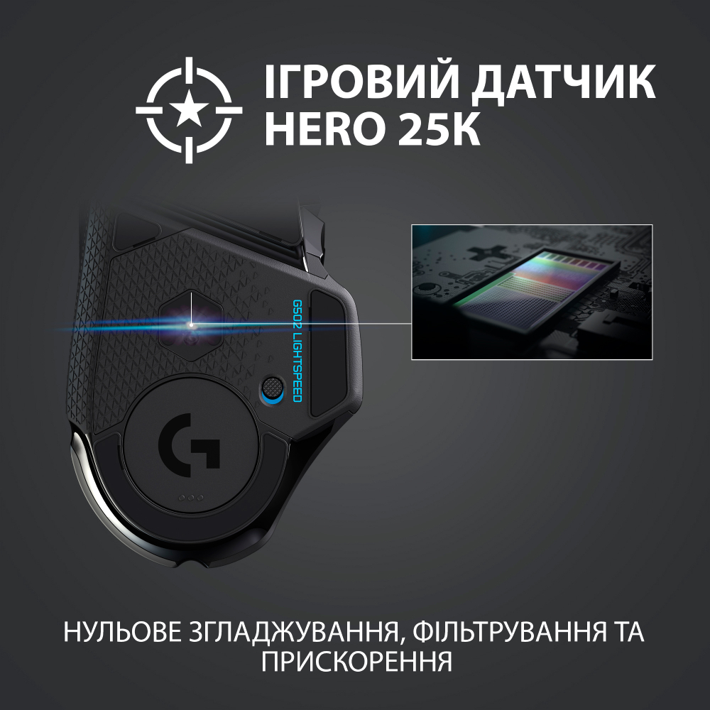 Миша LOGITECH G502 LIGHTSPEED Wireless (L910-005567) Тип сенсора оптичний