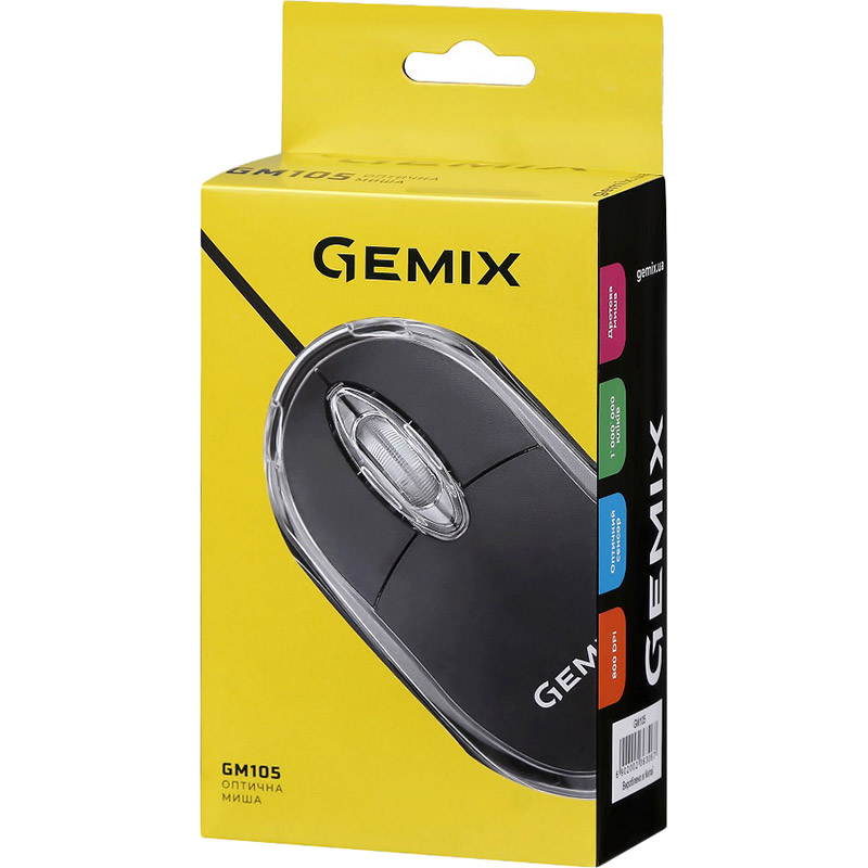 Замовити Миша GEMIX GM105 Black USB (GM105BK)