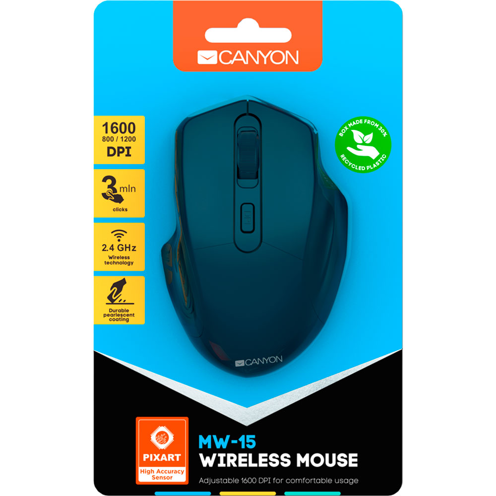 Внешний вид Мышь CANYON MW-15 Wireless Dark Blue (CNE-CMSW15DB)