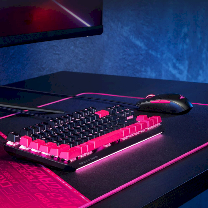 Зовнішній вигляд Миша ASUS ROG Strix Impact II Electro Punk USB RGB Black (90MP01U0-BMUA00)