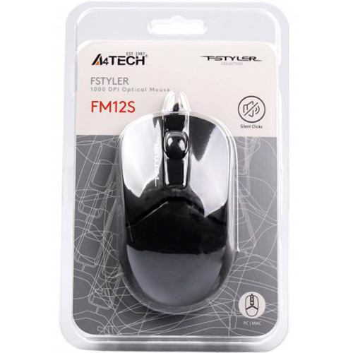 Миша A4TECH Fstyler FM12S Black Тип сенсора оптичний