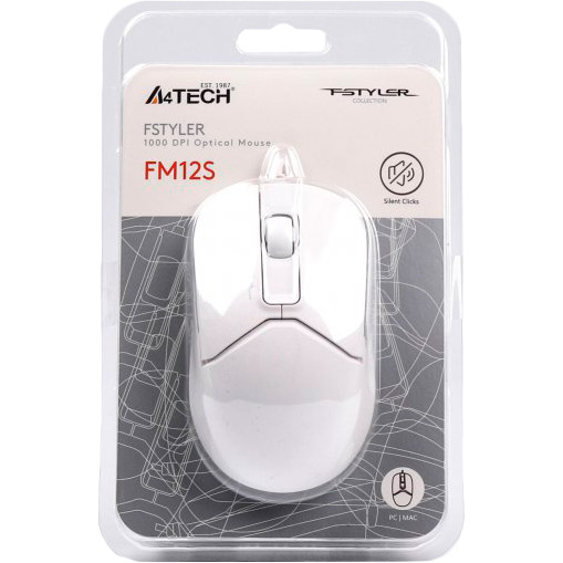 Мышь A4TECH Fstyler FM12S White Тип сенсора оптический