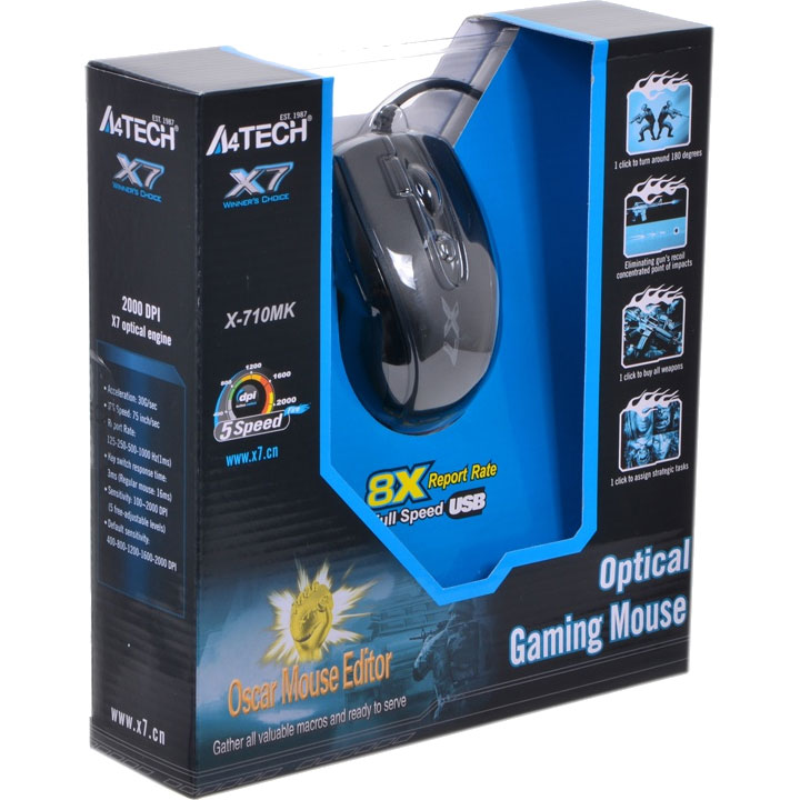 Внешний вид Мышь A4 TECH X-710MK black, USB