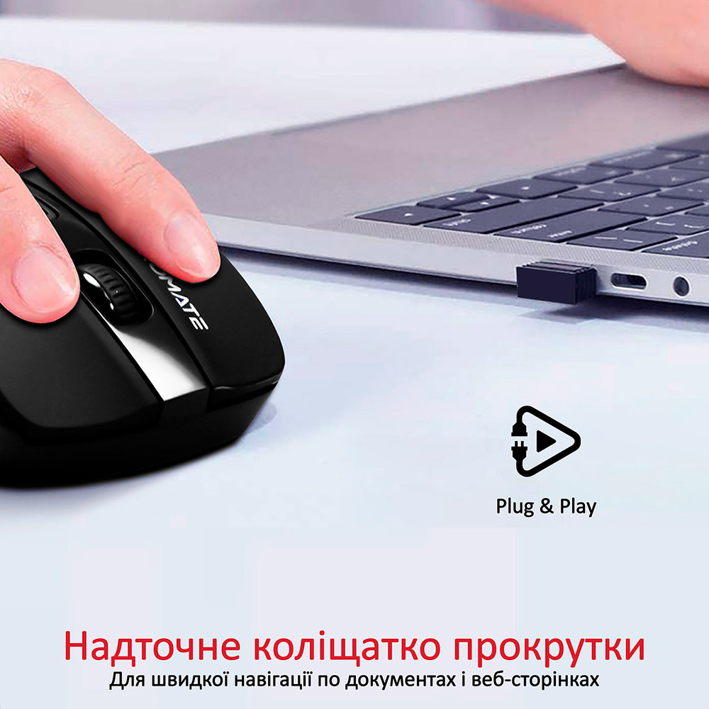 Мышь PROMATE Cursor Wireless Black (cursor.black) Разрешение сенсора 1600