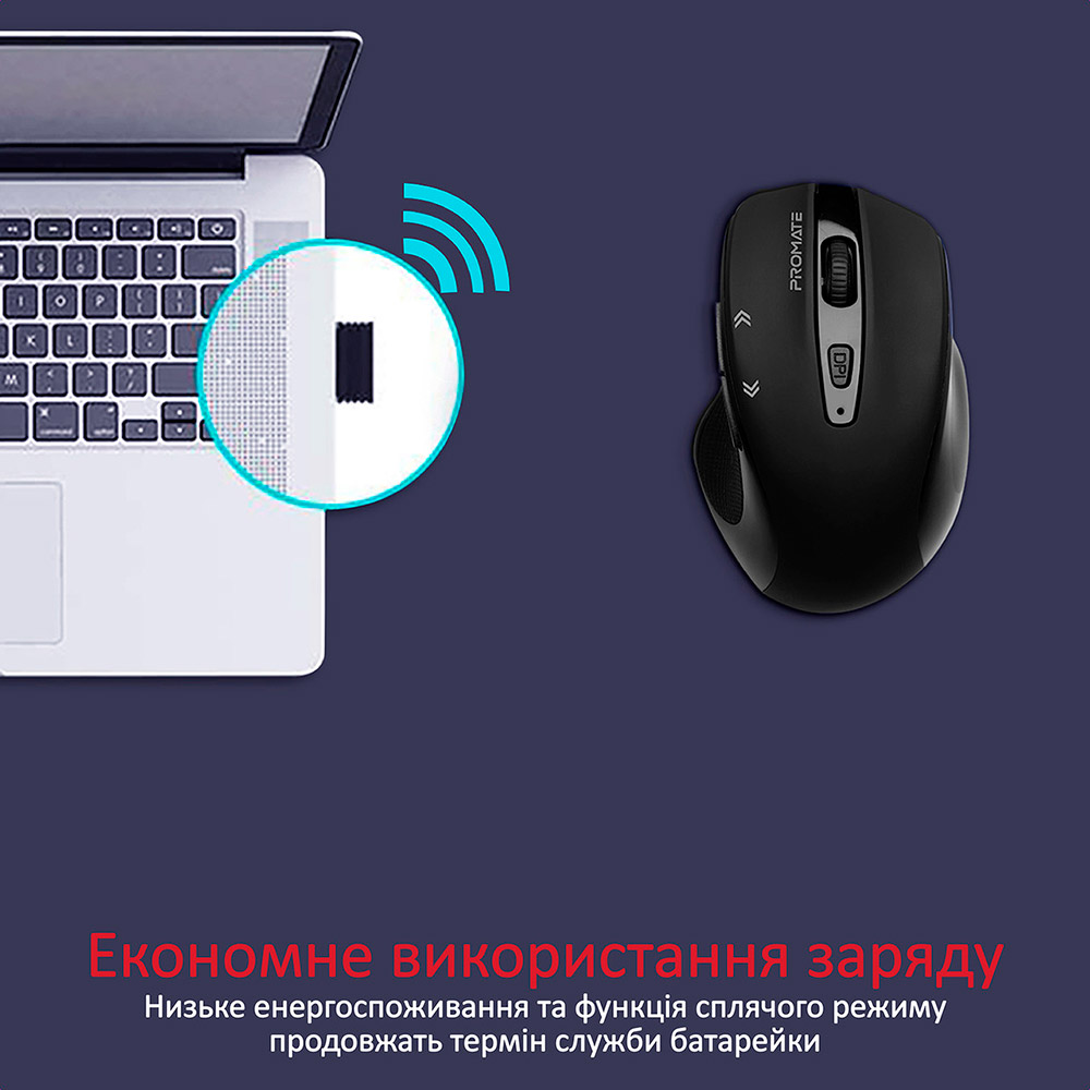 Внешний вид Мышь PROMATE Cursor Wireless Black (cursor.black)