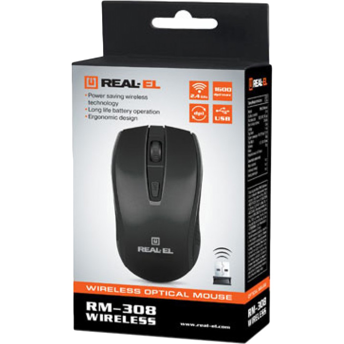 Покупка Мышь REAL EL RM-308 Black USB (EL123200033)