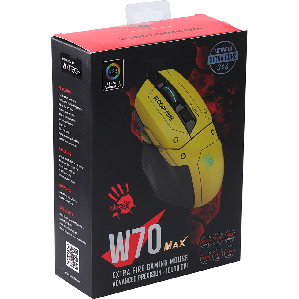 Зображення Миша A4TECH Bloody W70 Max Punk Yellow