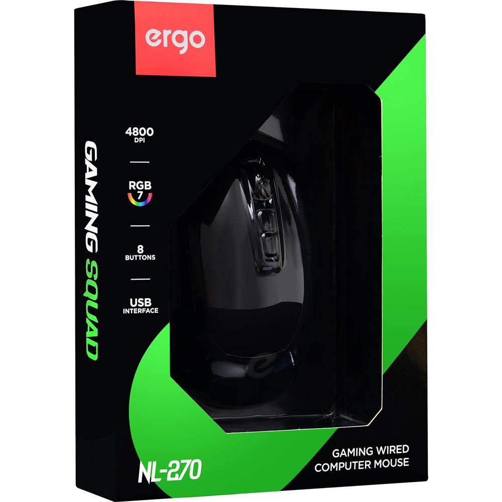 Заказать Мышь ERGO NL-270 USB Black (NL-270)