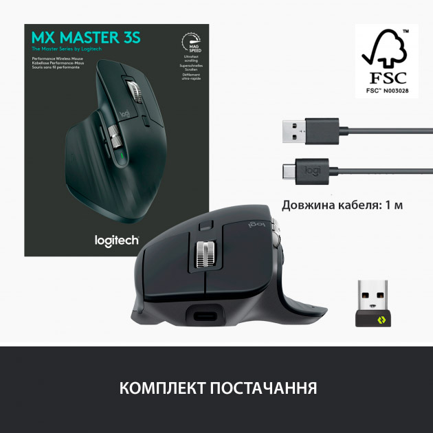 Покупка Миша Logitech MX Master 3S Performance Wireless Mouse Bluetooth Graphite (910-006559)