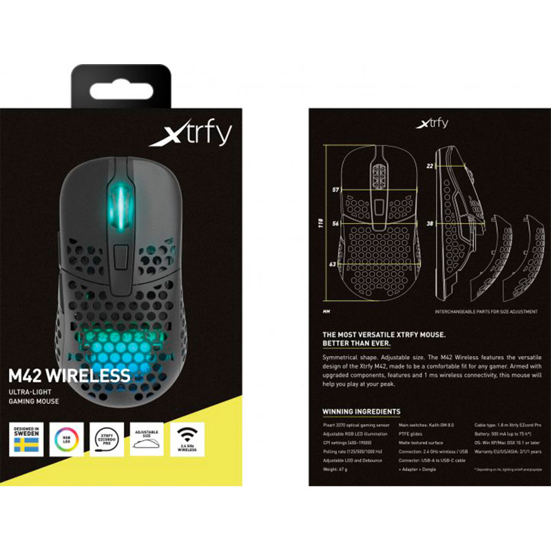 В интернет магазине Мышь Xtrfy M42 RGB Wireless Black (M42W-RGB-BLACK)