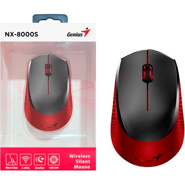 Мышь Genius NX-8000S Silent WL Red (31030025401) Тип сенсора оптический