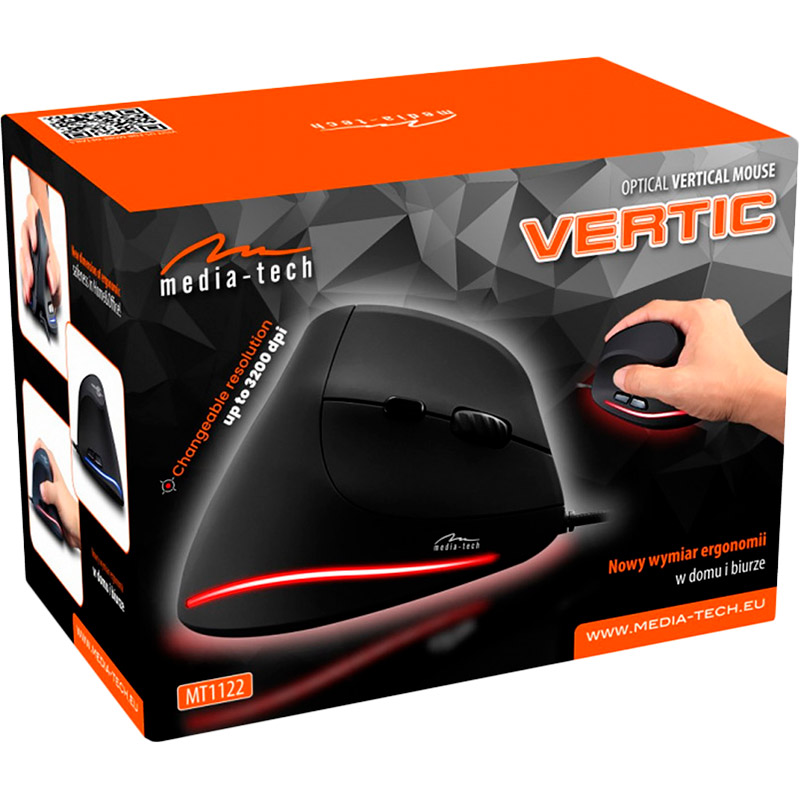 Заказать Мышь вертикальная Media-Tech Vertic USB Black (MT1122)