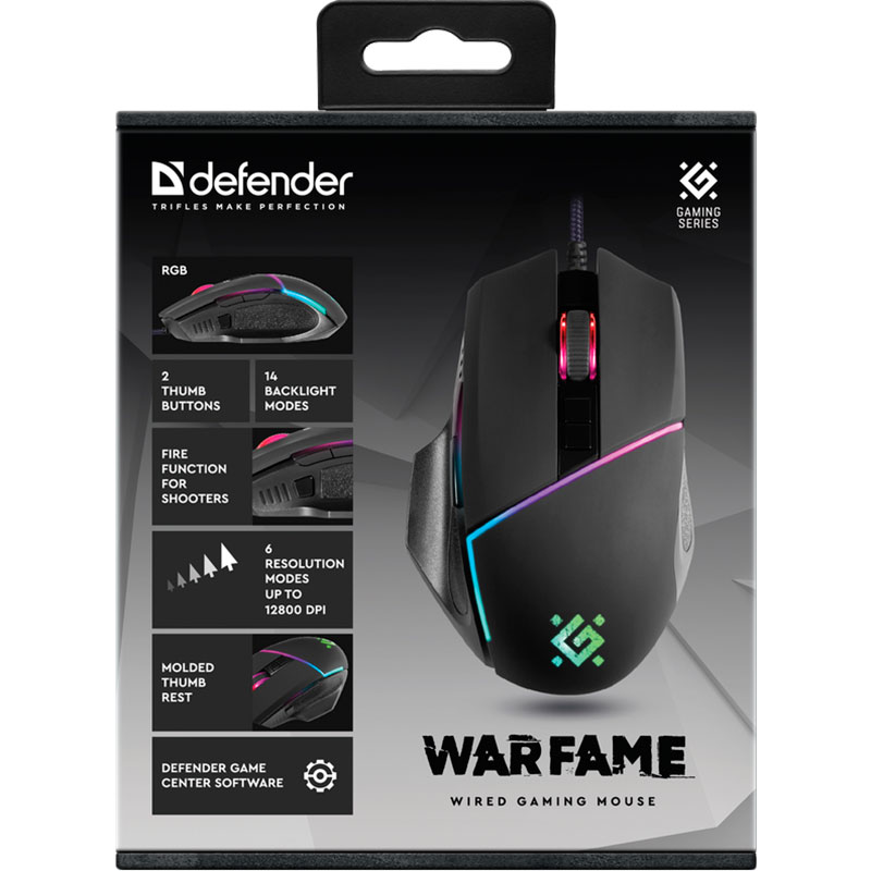 Покупка Мышь DEFENDER Warfame GM-880L RGB Black (52880)