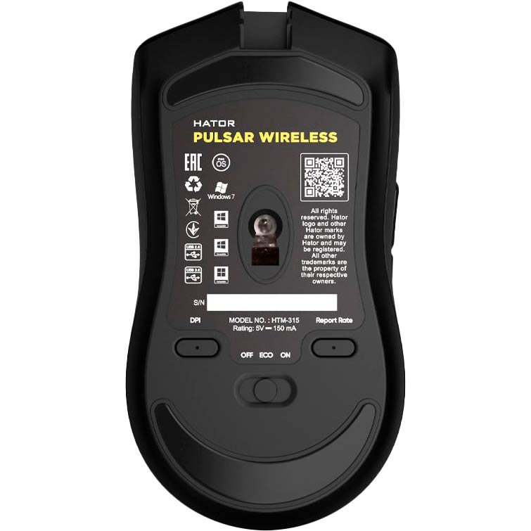 Зовнішній вигляд Миша Hator Pulsar Wireless Black (HTM-315)