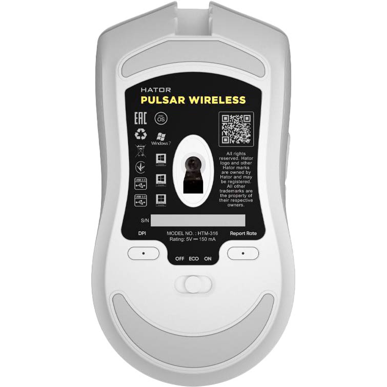 Миша Hator Pulsar Wireless White (HTM-316) Бездротове підключення RF