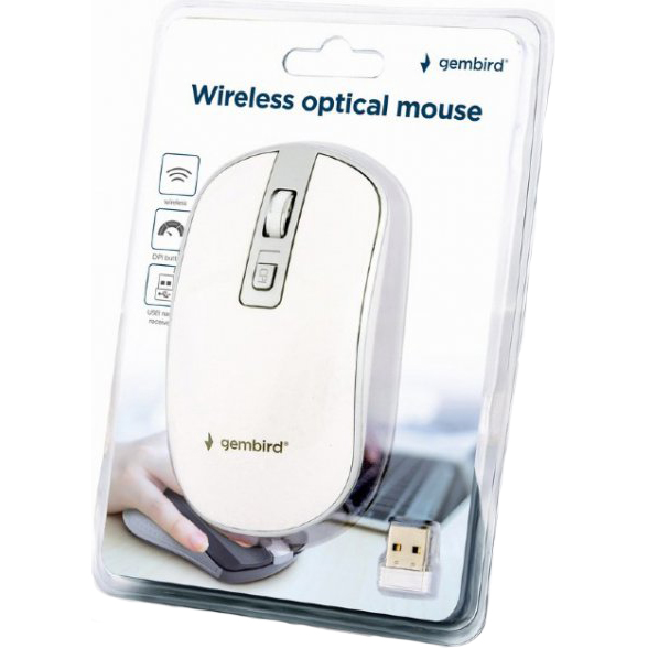 Миша Gembird MUSW-4B-06-WS Wireless White Silver (MUSW-4B-06-WS) Тип підключення бездротове