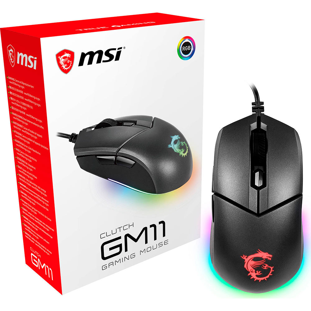 Зовнішній вигляд Миша MSI Clutch GM11 RGB USB Black (CLUTCH GM11)