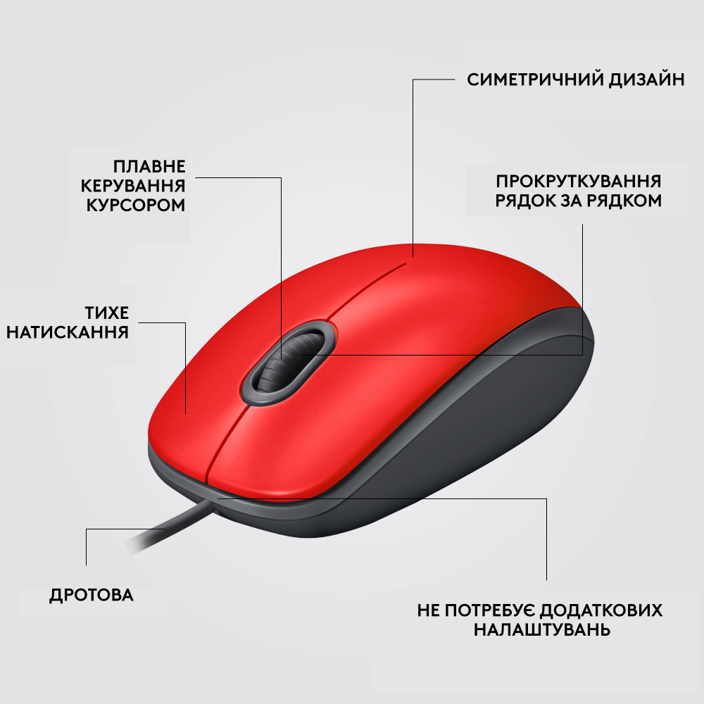 Фото Миша LOGITECH M110 Silent USB Red (910-006759)