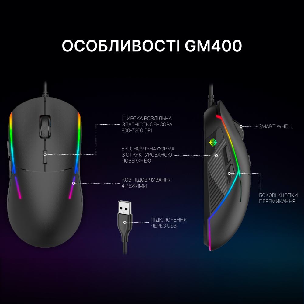 Зображення Миша GAMEPRO GM400 USB Black RGB