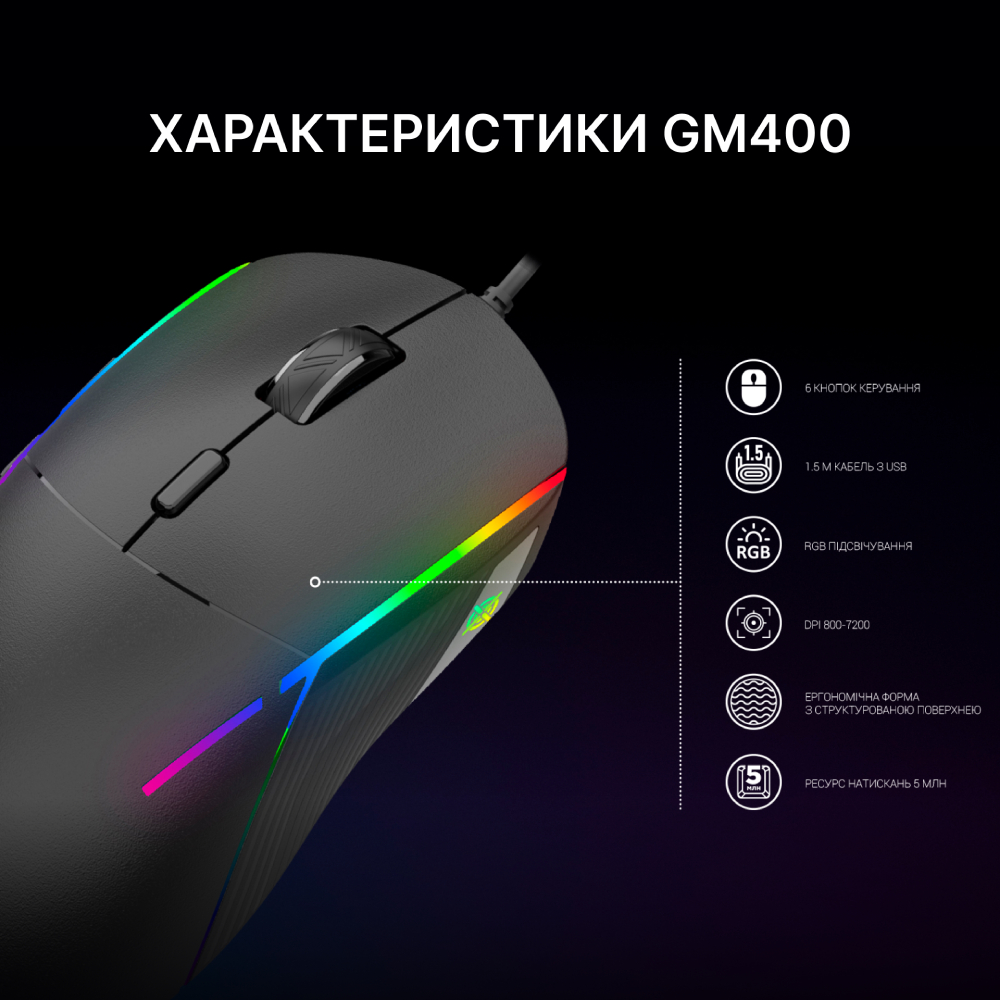 В Україні Миша GAMEPRO GM400 USB Black RGB