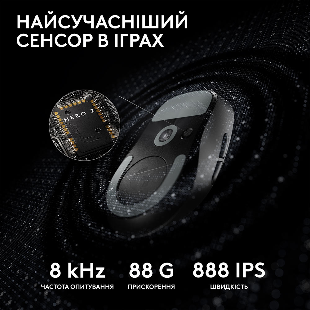 Миша LOGITECH G Pro X Superlight 2 Lightspeed Black (L910-006630) Бездротове підключення RF