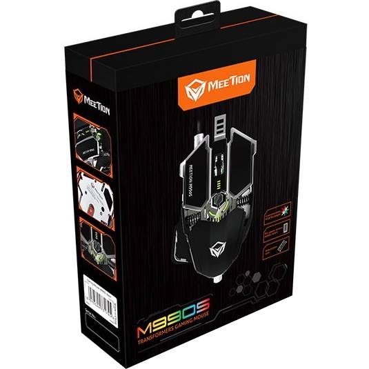 Мышь MEETION M990S RGB 4000DPI 9D USB Black (Mee-M990S) Тип сенсора оптический