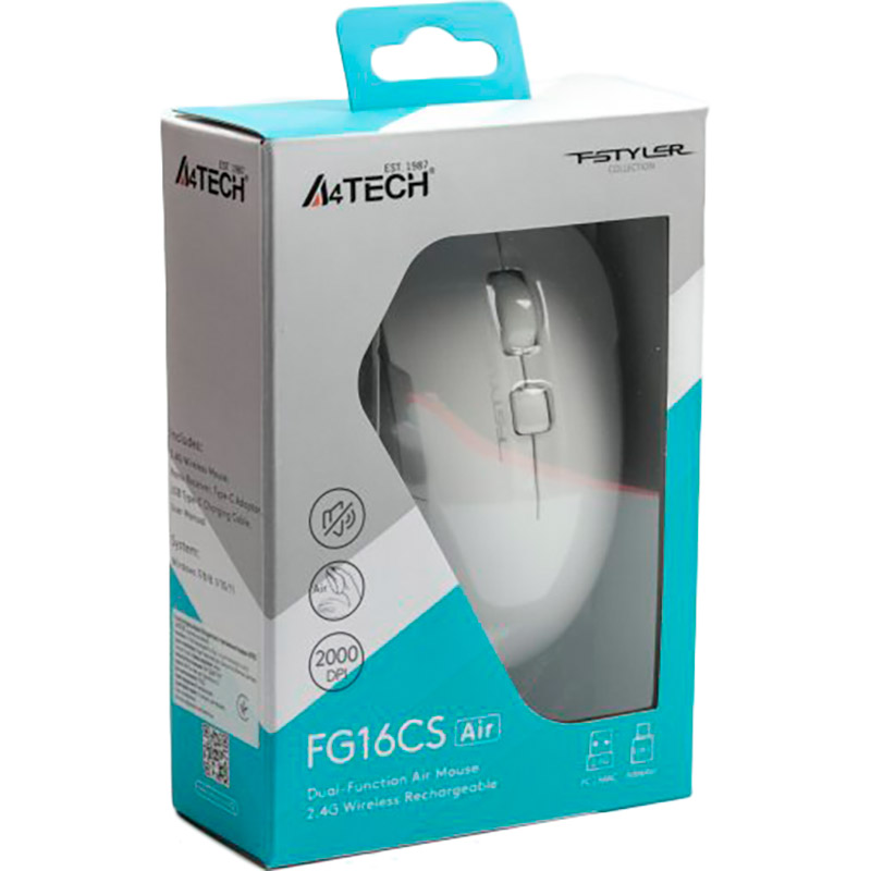 В Україні Миша A4TECH Fstyler FG16CS Air White