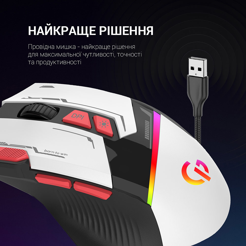 Внешний вид Мышь GAMEPRO GM300W White Black (4820216972658)