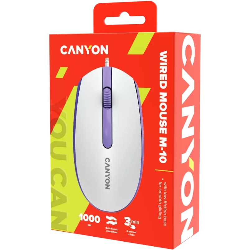 Внешний вид Мышь CANYON M-10 USB White Lavender (CNE-CMS10WL)