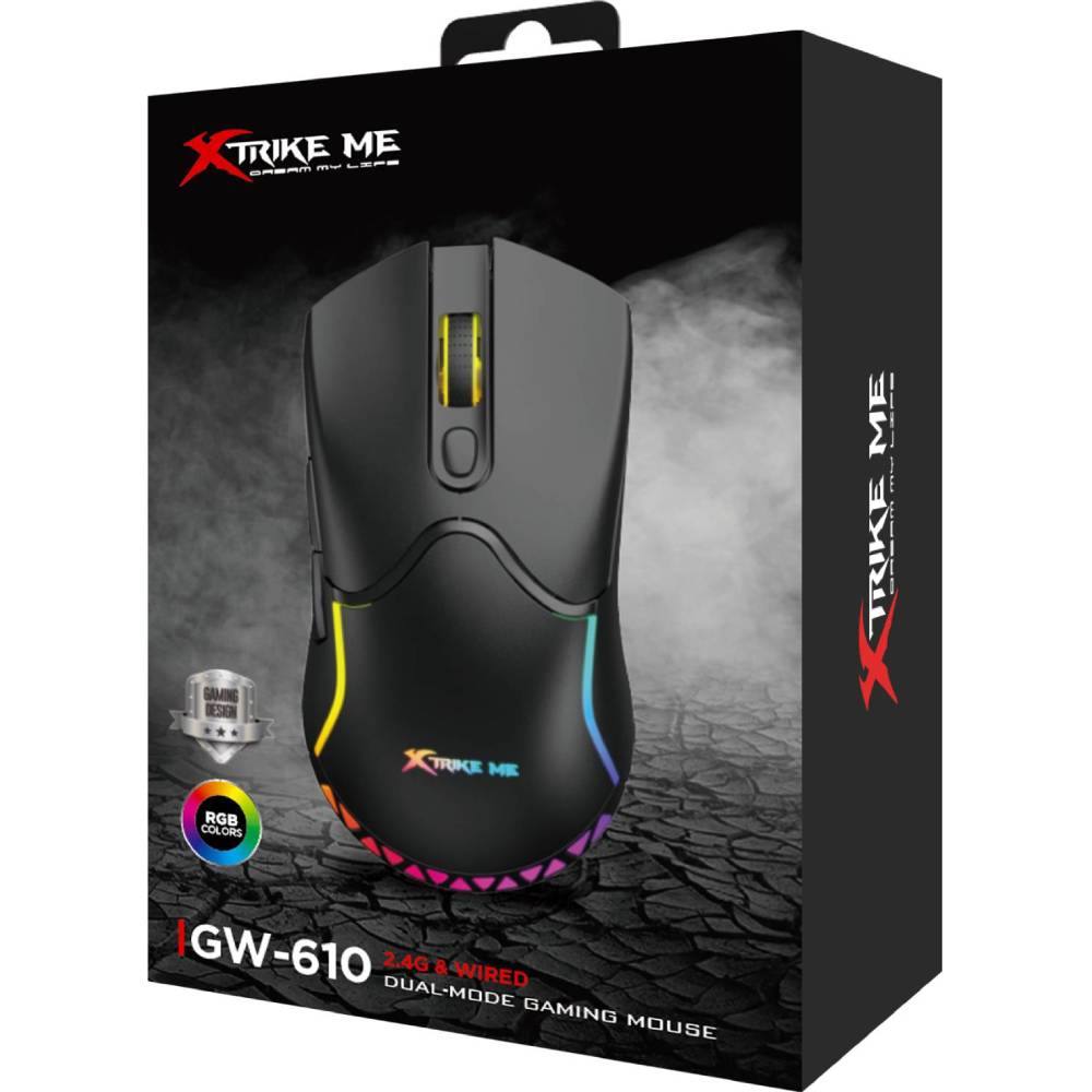 Миша XTRIKE ME GW-610 RGB Black Бездротове підключення RF